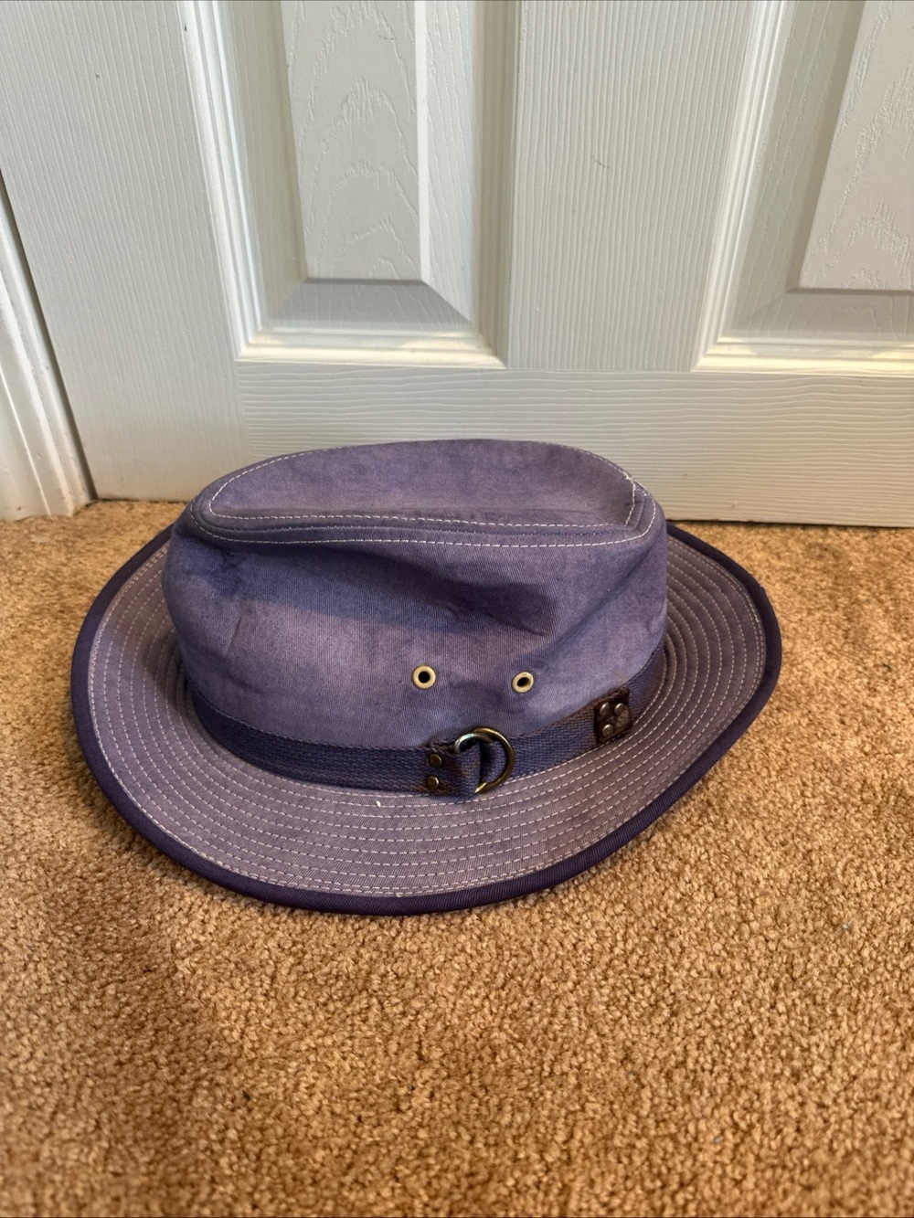 Large Triangle Headwear 100% Cotton Navy Blue Aurega Auckland Rando Fedora Hat